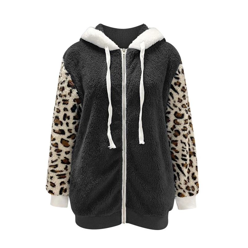2022 Autumn and winter explosion casual loose type zip long sleeve leopard print patchwork hooded plush jacket women
2022 Autumn and winter explosion casual loose type zip long sleeve leopard print patchwork hooded plush jacket women