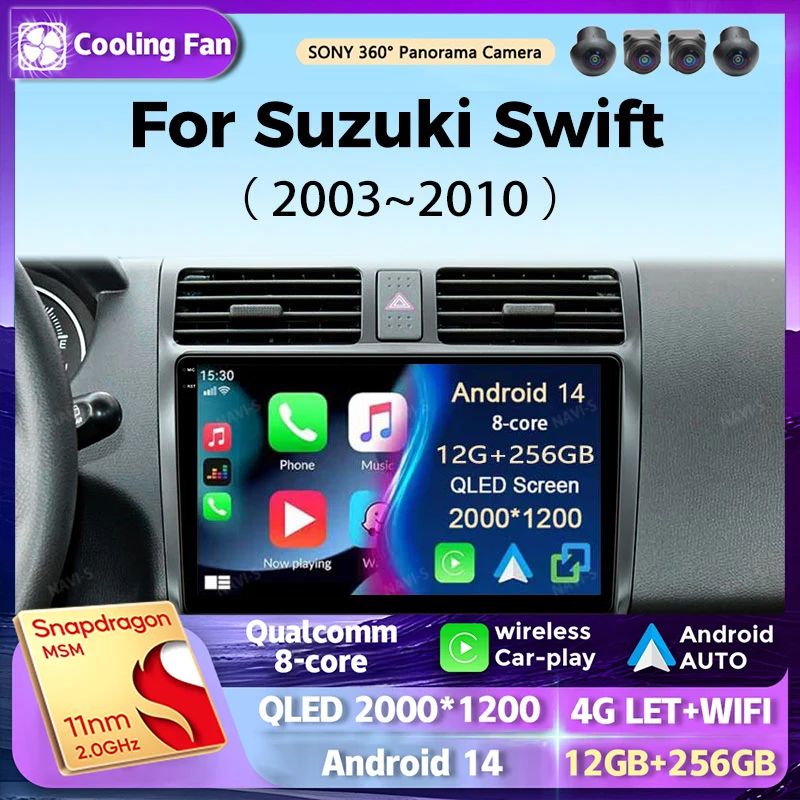 Мультимедийный плеер на Android 14 для Suzuki Swift 2003-2010 Carplay автомагнитола автомобильное
