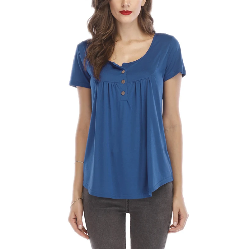 2023 Women Summer Pleated V-Neck Short Sleeve T Shirt Loose Sexy Camiseta Feminina TShirts Female Plus Size Single Breasted Tops
2023 Women Summer Pleated V-Neck Short Sleeve T Shirt Loose Sexy Camiseta Feminina TShirts Female Plus Size Single Breasted Tops