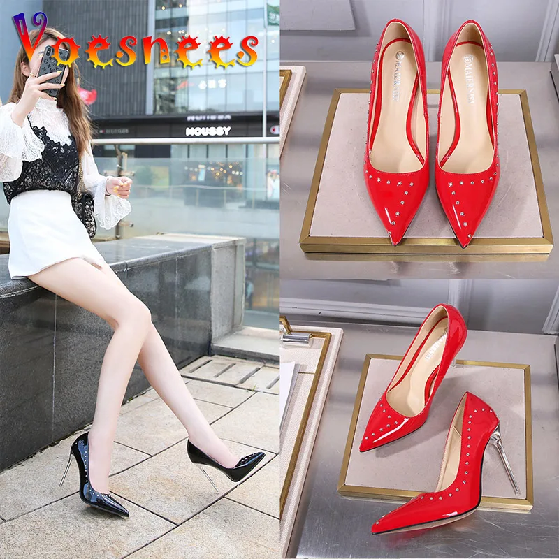 2022 Black Fashion Rivet Studded Women Single Shoes Summer 11CM Metal Heel Party Shoes Sexy Pointed Toe Office High Heels Pumps
2022 Black Fashion Rivet Studded Women Single Shoes Summer 11CM Metal Heel Party Shoes Sexy Pointed Toe Office High Heels Pumps