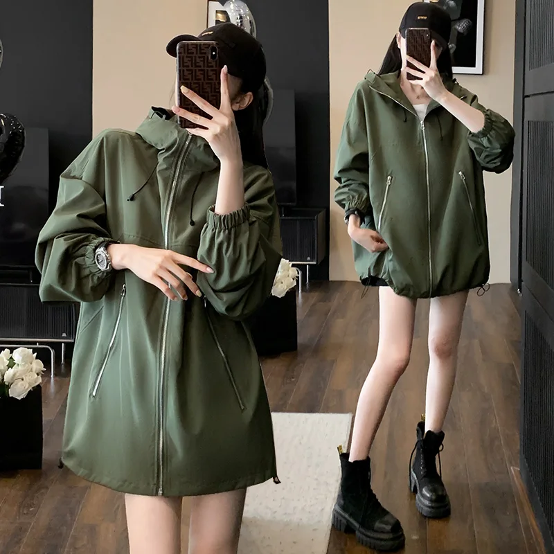 SuperAen Zipper Hooded Sunscreen Women Summer 2023 New Loose Casual Jacket Coat 
SuperAen Zipper Hooded Sunscreen Women Summer 2023 New Loose Casual Jacket Coat