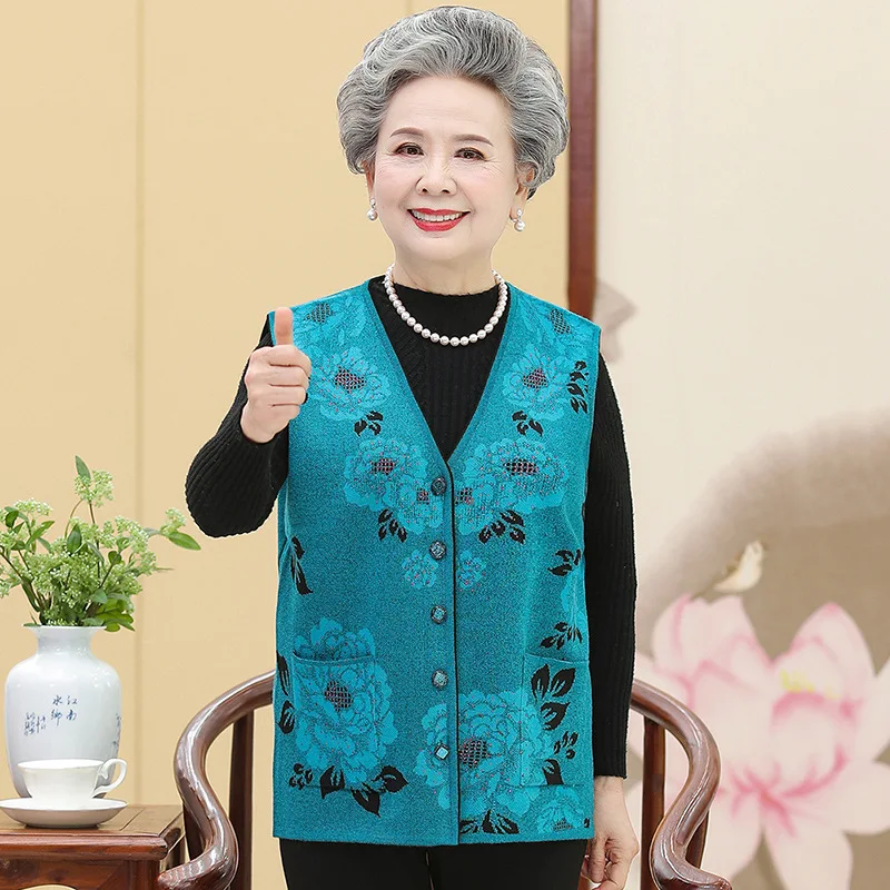 Printing Knit Middle Aged Elderly Mother Vests Jacket Autumn Winter Grandma Sweaters Vest 60 To 80 Year Old Women Waistcoat
Printing Knit Middle Aged Elderly Mother Vests Jacket Autumn Winter Grandma Sweaters Vest 60 To 80 Year Old Women Waistcoat