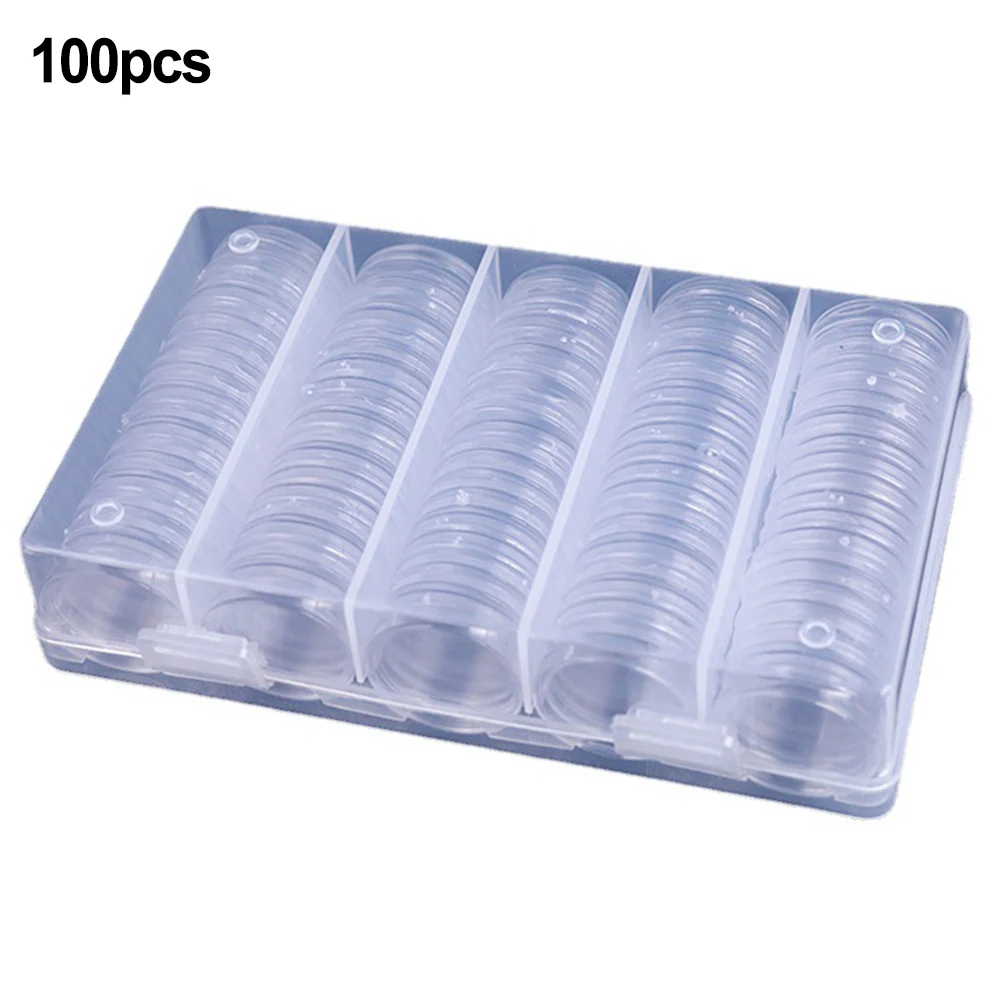 100pcs 27mm Clear Round Coin Capsule Container Storage Box Gold Copper Coins Holder Portable Case Organizer Box For Coin Collect
100pcs 27mm Clear Round Coin Capsule Container Storage Box Gold Copper Coins Holder Portable Case Organizer Box For Coin Collect