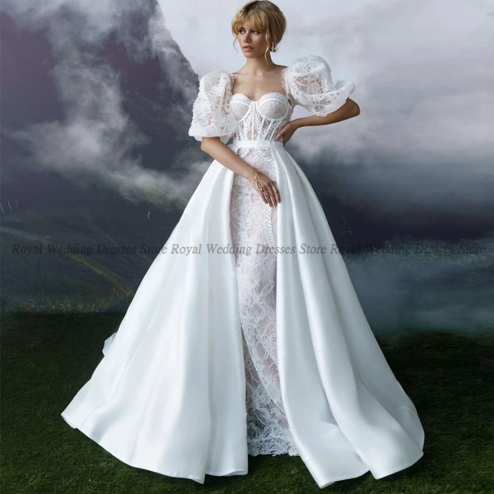Fashion Mermaid Wedding Dresses Puff Sleeve Sleeveless Draped Lace Handmade Flower Applique 2022 Floor Length Gowns Robe De Ma
Fashion Mermaid Wedding Dresses Puff Sleeve Sleeveless Draped Lace Handmade Flower Applique 2022 Floor Length Gowns Robe De Ma