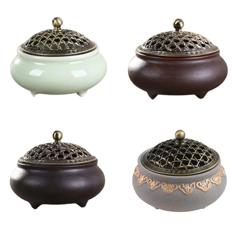 

Round Ceramic Censer Classical Incense for BURNER with Cover Porcelain Coil Incense Holder Vintage Incense for BURNER Ho