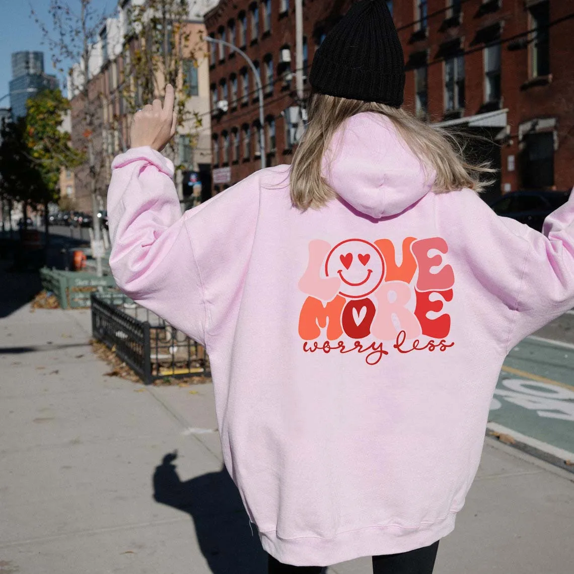 Love more worry less smile face graphic cute hoodies women fashion cotton casual hipster vintage party street grunge tumblr tops
Love more worry less smile face graphic cute hoodies women fashion cotton casual hipster vintage party street grunge tumblr tops