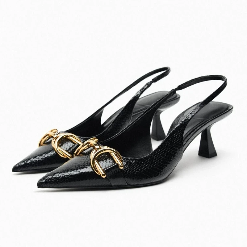 ZAZA Black Leather Heeled Slingbacks Pumps For Women Casual Pointed Toe Heels Office Lady Pump Shoes Wedding Heels
ZAZA Black Leather Heeled Slingbacks Pumps For Women Casual Pointed Toe Heels Office Lady Pump Shoes Wedding Heels