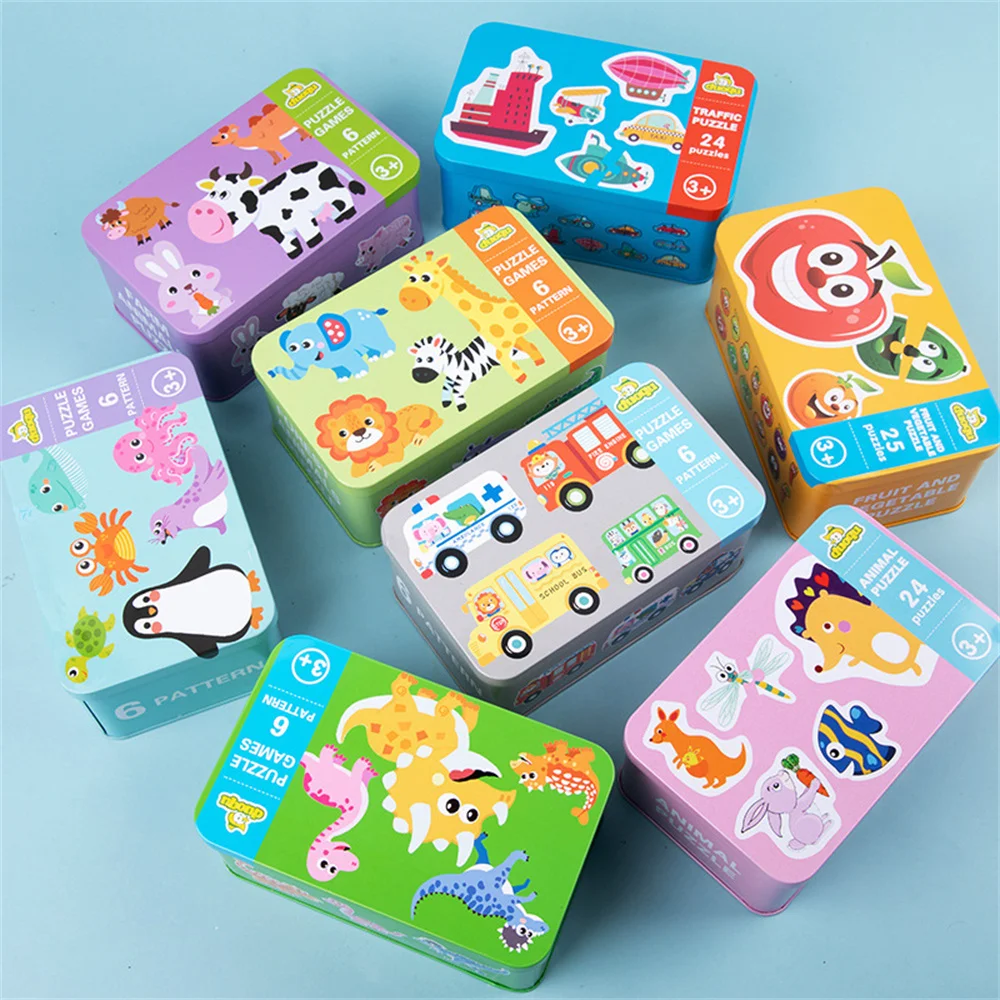 6 in 1 Baby Cognition Puzzles Toddler Kids Iron Box Cards Matching Game Cognitive Card Car Fruit Marine Animal Life Puzzle Toy
6 in 1 Baby Cognition Puzzles Toddler Kids Iron Box Cards Matching Game Cognitive Card Car Fruit Marine Animal Life Puzzle Toy