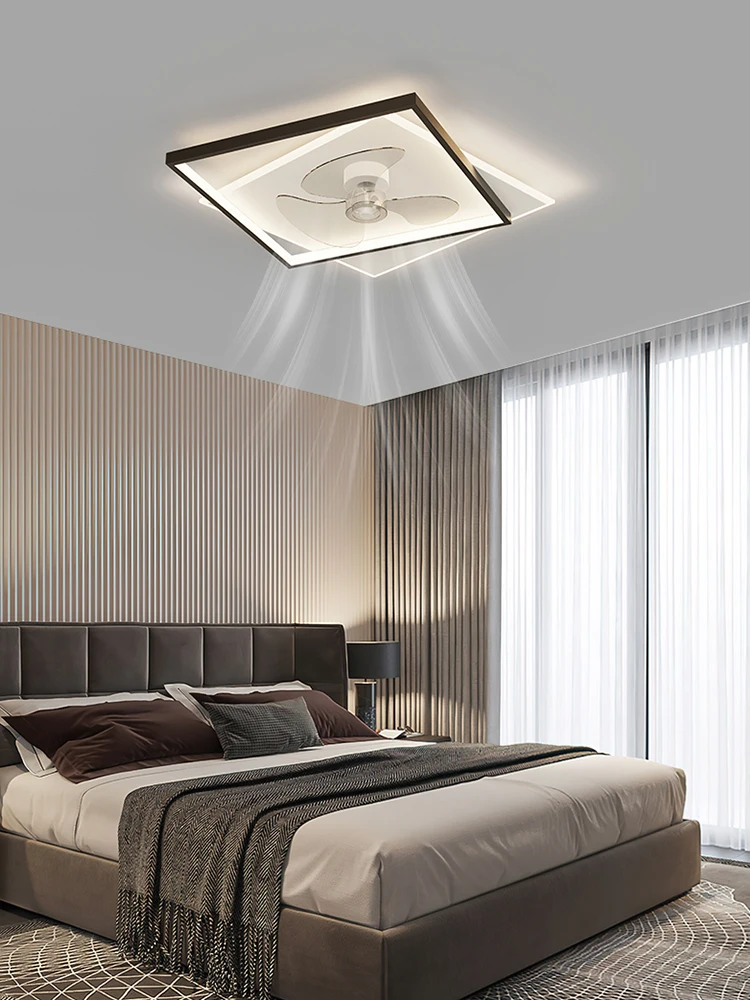 

Fan Lamp Wind Ceiling Bedroom Light 2023 New Nordic Master Bedroom Fan-Style Ceiling Lamp Invisible Frequency Conversion