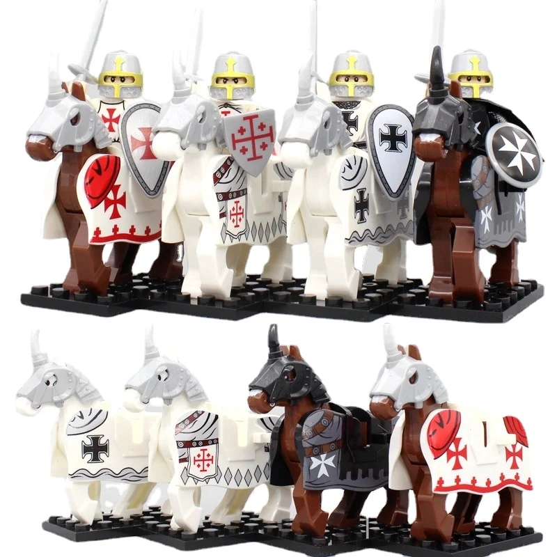 

Medieval Knights Mini Action Figures Building Blocks The Guard Soldier With Roman War Horse Bricks Toys For Children Gifts