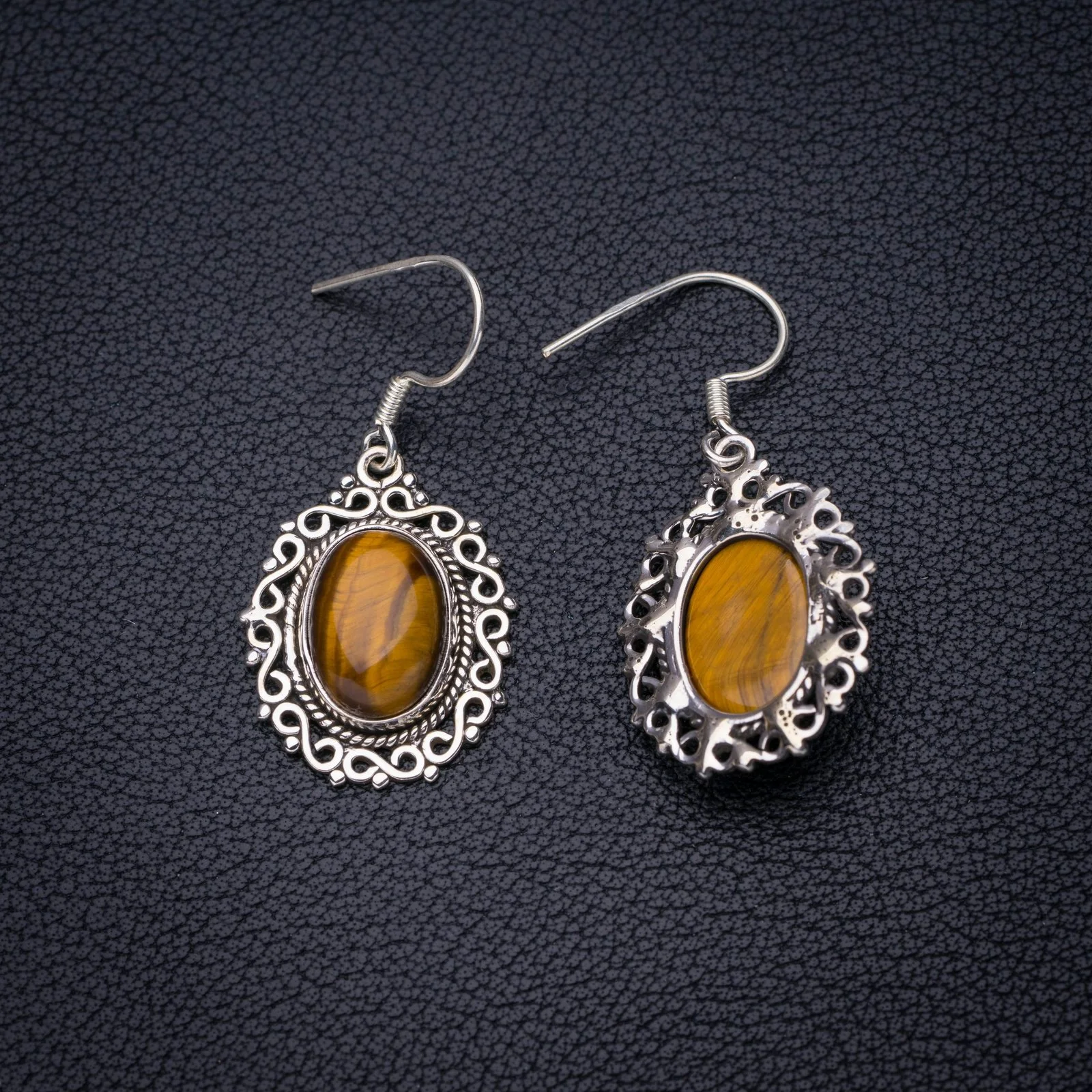 StarGems Natural Tiger's Eye Handmade 925 Sterling Silver Earrings 1.5" E6555 
StarGems Natural Tiger's Eye Handmade 925 Sterling Silver Earrings 1.5" E6555