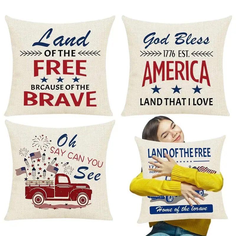 Наволочки на подушки на День Независимости, 4 июля, патриотические наволочки, 4 предмета, патриотическая Наволочка на подушку на День памяти