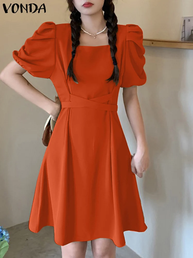 2023 VONDA Women Ruffled Sundress Summer Mini Dress Short Sleeve Sexy Square Collar Casual Loose Robe Belted Solid Vestidos
2023 VONDA Women Ruffled Sundress Summer Mini Dress Short Sleeve Sexy Square Collar Casual Loose Robe Belted Solid Vestidos