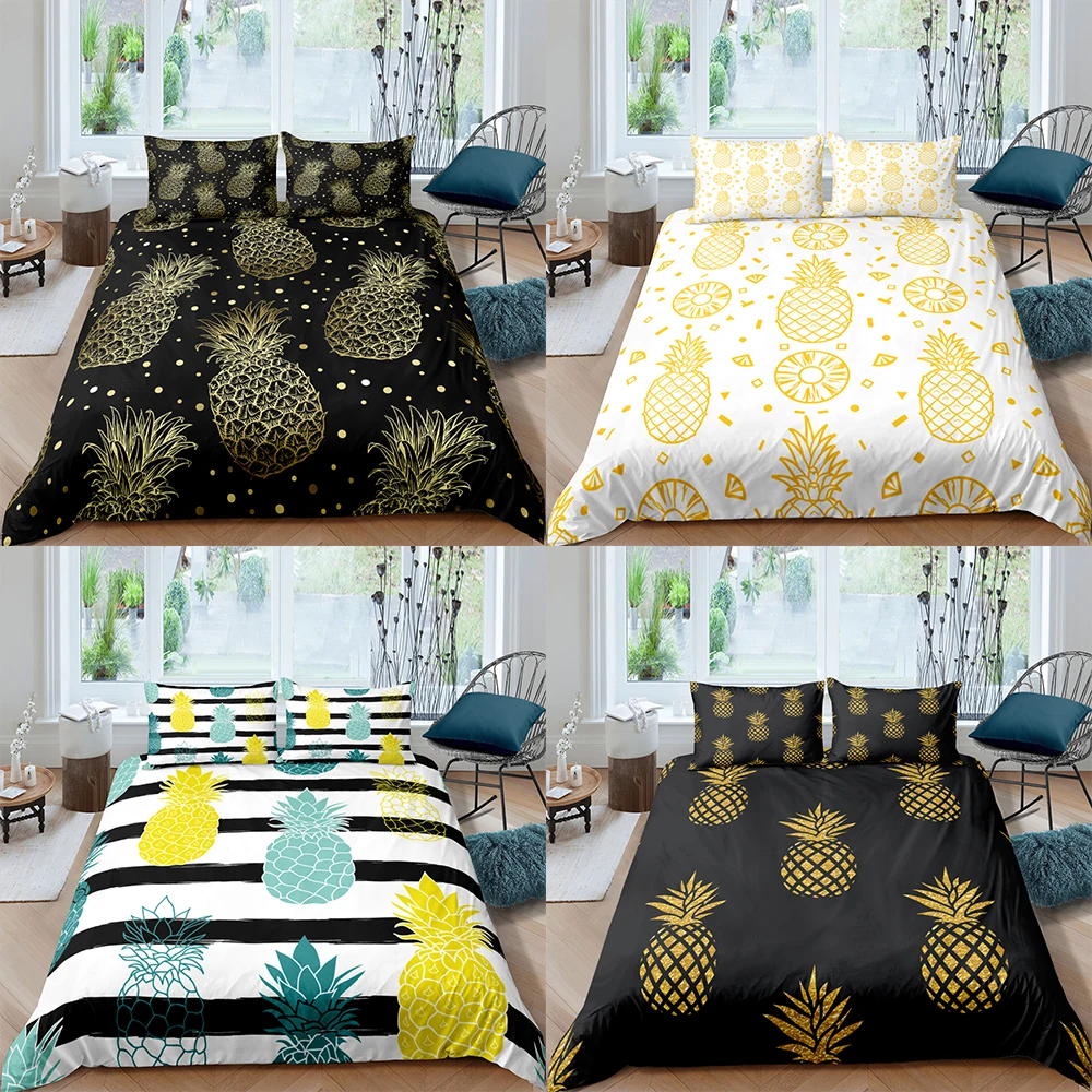 Home Textiles Luxury 3D Golden Pineapple Duvet Cover Set Pillowcase Fruit Bedding Set AU/EU/UK/US Queen and King Size Sets
Home Textiles Luxury 3D Golden Pineapple Duvet Cover Set Pillowcase Fruit Bedding Set AU/EU/UK/US Queen and King Size Sets