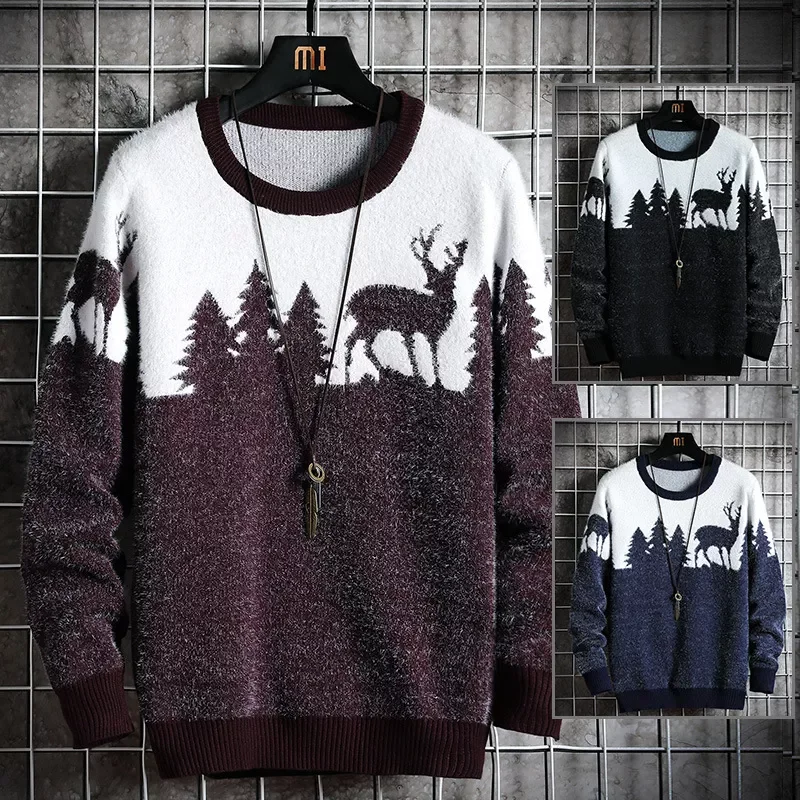 Autumn Winter Mens Knitted Animal Sweater Casual Christmas Tree Deer Pullover Vintage Slim Fit Sweaters Male Clothes Top
Autumn Winter Mens Knitted Animal Sweater Casual Christmas Tree Deer Pullover Vintage Slim Fit Sweaters Male Clothes Top