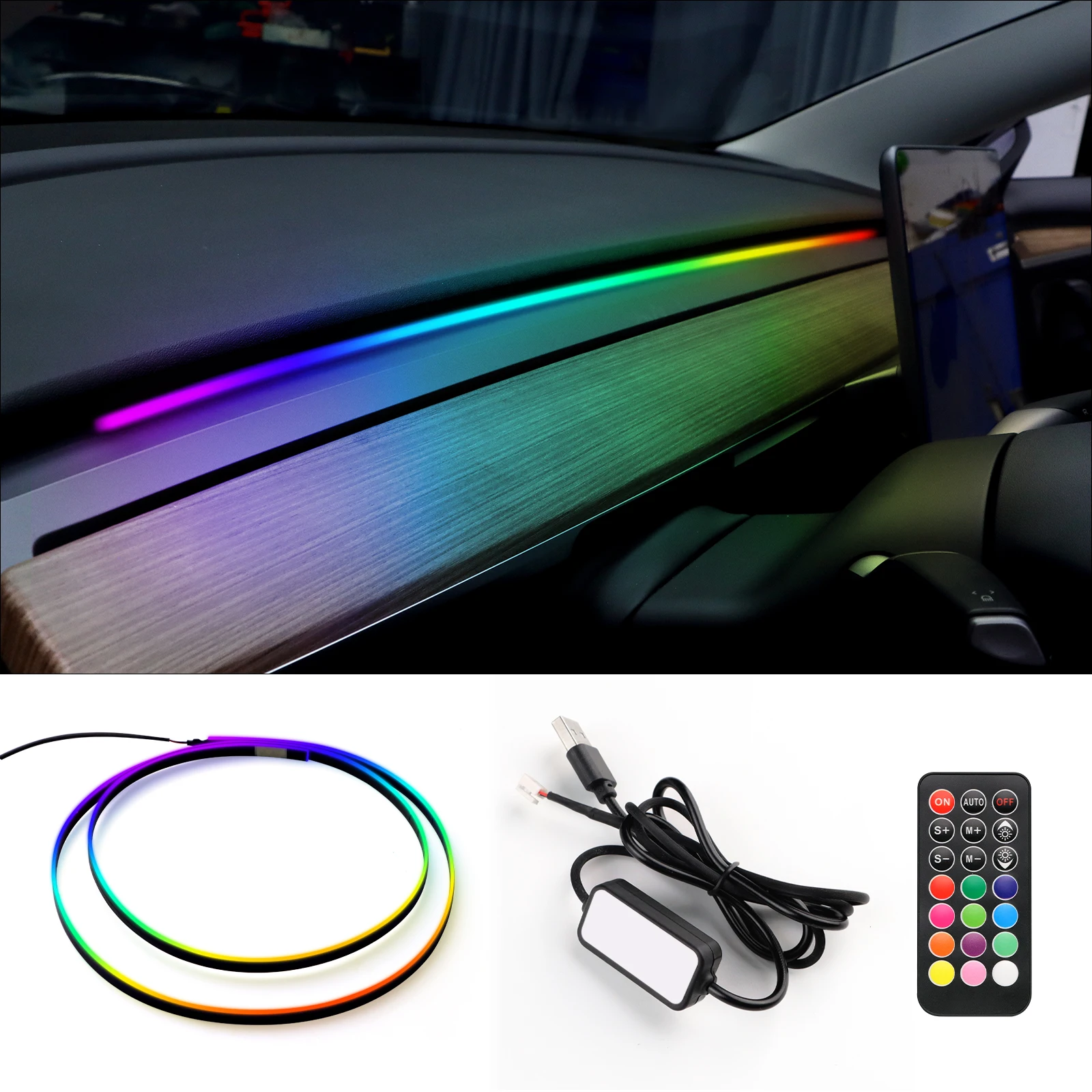 Car Universal LED Ambient Strip Light For Tesla Model 3 Y S X LED Interior RGB USB APP Control Remote Symphony Atmosphere Lamp
Car Universal LED Ambient Strip Light For Tesla Model 3 Y S X LED Interior RGB USB APP Control Remote Symphony Atmosphere Lamp