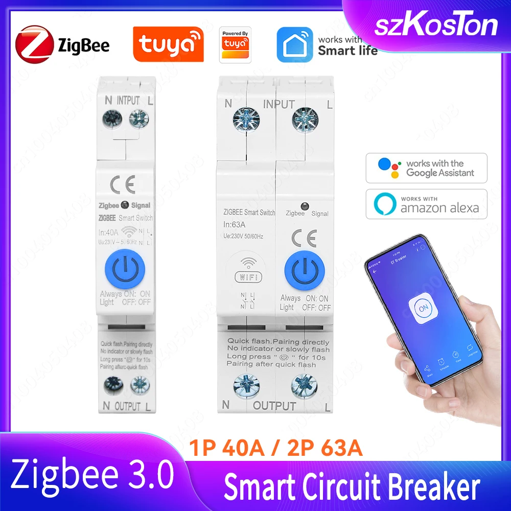 1P/2P Tuya Zigbee Smart Circuit Breaker 40A/63A Timer Din Rail Relay Switch Smart Life Remote Control Support Alexa Google Home
1P/2P Tuya Zigbee Smart Circuit Breaker 40A/63A Timer Din Rail Relay Switch Smart Life Remote Control Support Alexa Google Home