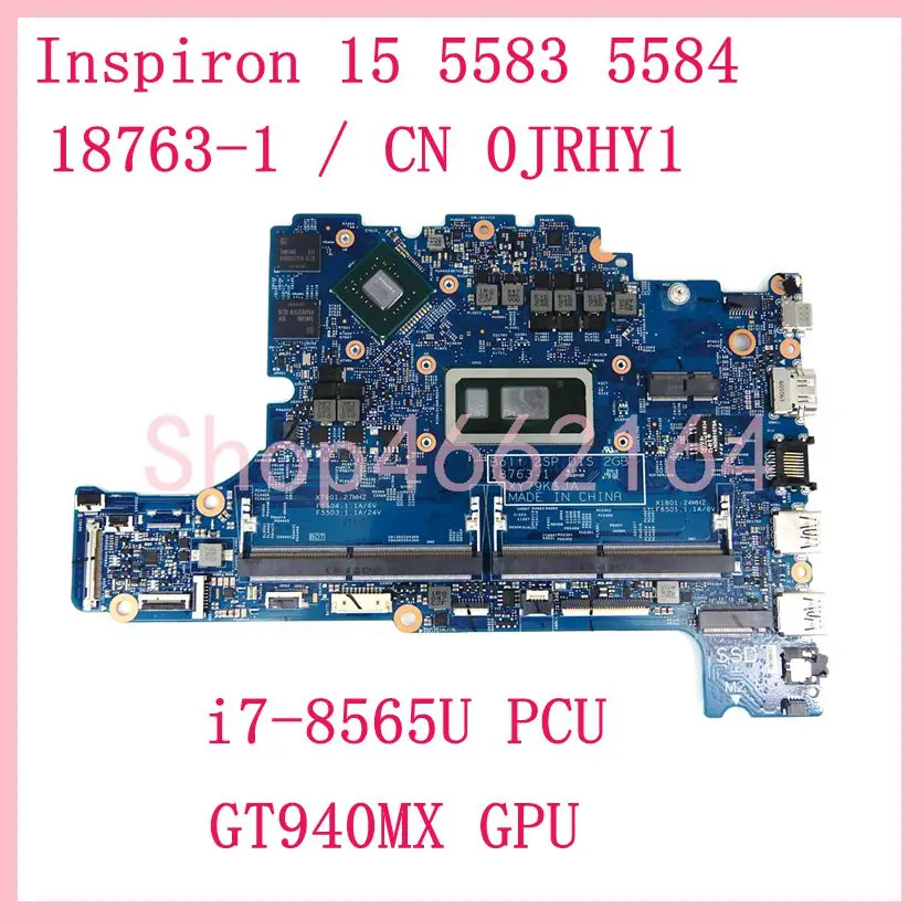 18763-1 CN-0JRHY1 i7-8565U CPU GT940MX материнская плата для ноутбука DELL Inspiron 15 5583 5584 100%