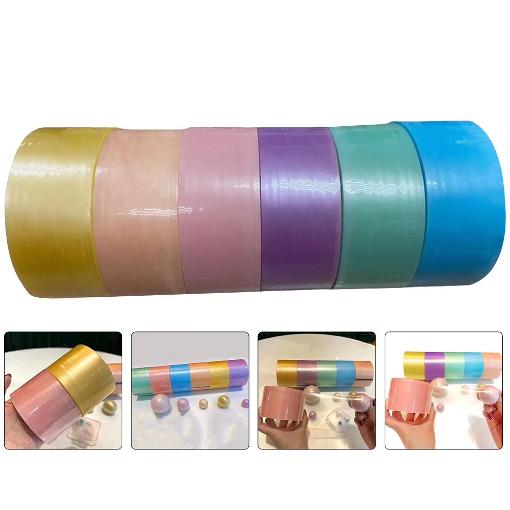 

6 Rolls Clear Duct Tape Colored Adhesive Tapes Sticky Fidget Toy Relief Toys Decompression Colorful Ultra Wide Goo Ball