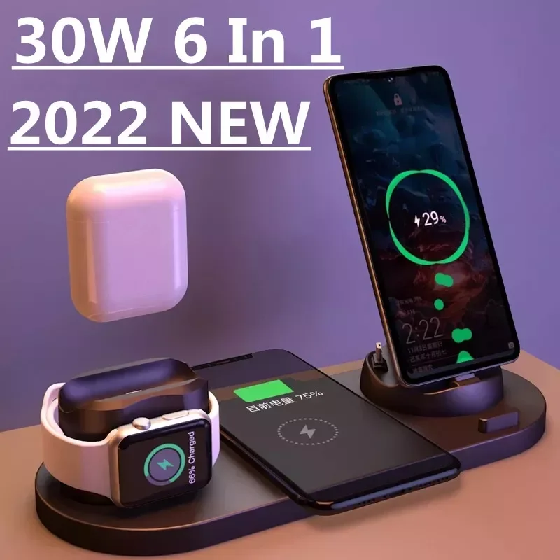 30W 6 In 1 Fast Wireless Charger Qi Charging Dock Station 13 12 11 Pro XS MAX XR X Watch 7 6 5 Pro
30W 6 In 1 Fast Wireless Charger Qi Charging Dock Station 13 12 11 Pro XS MAX XR X Watch 7 6 5 Pro