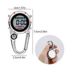 Digital Carabiner Watch Clip Watch Sports Climbing Accessories Portable LCD Alarm Clock Backpack Fob Belt Watch for Outdoor