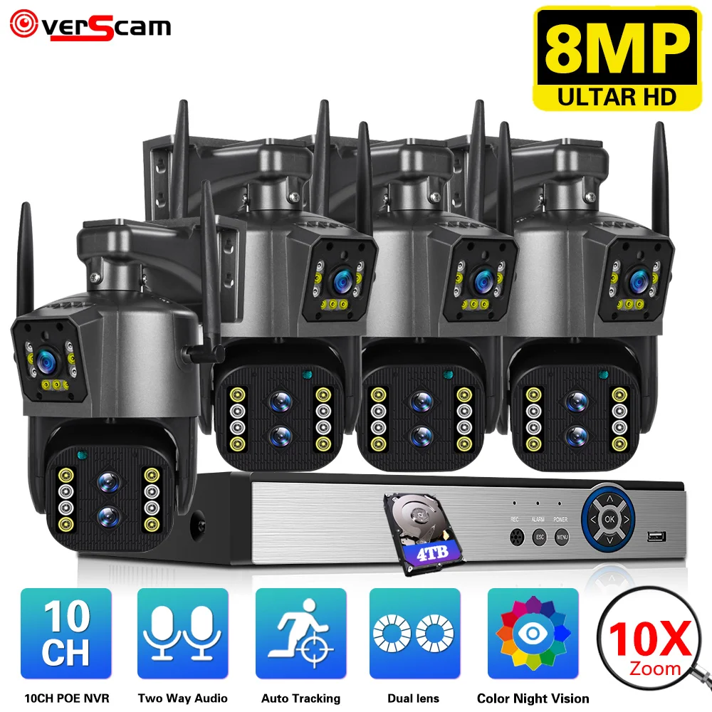 10X зум H.265 10CH 8MP Беспроводная система видеонаблюдения, наружная Двухсторонняя аудиосвязь, Wi-Fi IP-камера P2P CCTV, комплект видеорегистратора
10X зум H.265 10CH 8MP Беспроводная система видеонаблюдения, наружная Двухсторонняя аудиосвязь, Wi-Fi IP-камера P2P CCTV, комплект видеорегистратора