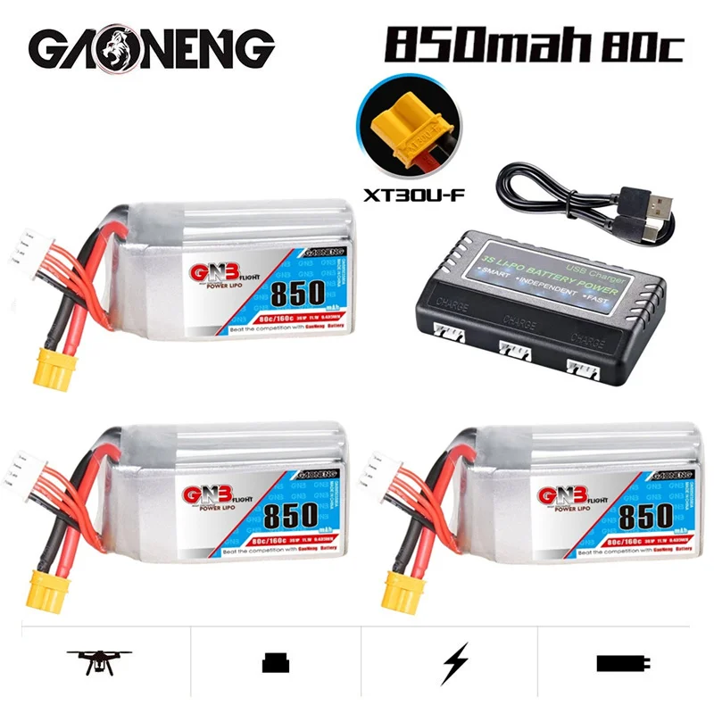 Литий-полимерный аккумулятор GNB 3S 11,1 В 850 мАч 80C/160C + зарядное устройство для FPV 180CFX 3D квадрокоптера вертолета гоночного дрона со штепсельной вилкой
Литий-полимерный аккумулятор GNB 3S 11,1 В 850 мАч 80C/160C + зарядное устройство для FPV 180CFX 3D квадрокоптера вертолета гоночного дрона со штепсельной вилкой