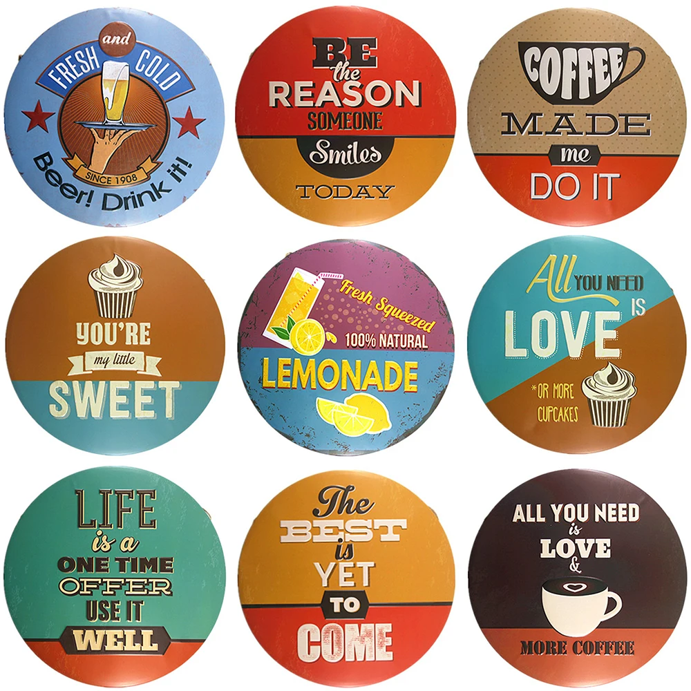30CM Retro Plaque Metal Tin Sign Beer Coffee Kitchen Pizza Fresh Eggs Round Plate Wall Decor For Bar Cafe Club Party Painting
30CM Retro Plaque Metal Tin Sign Beer Coffee Kitchen Pizza Fresh Eggs Round Plate Wall Decor For Bar Cafe Club Party Painting
