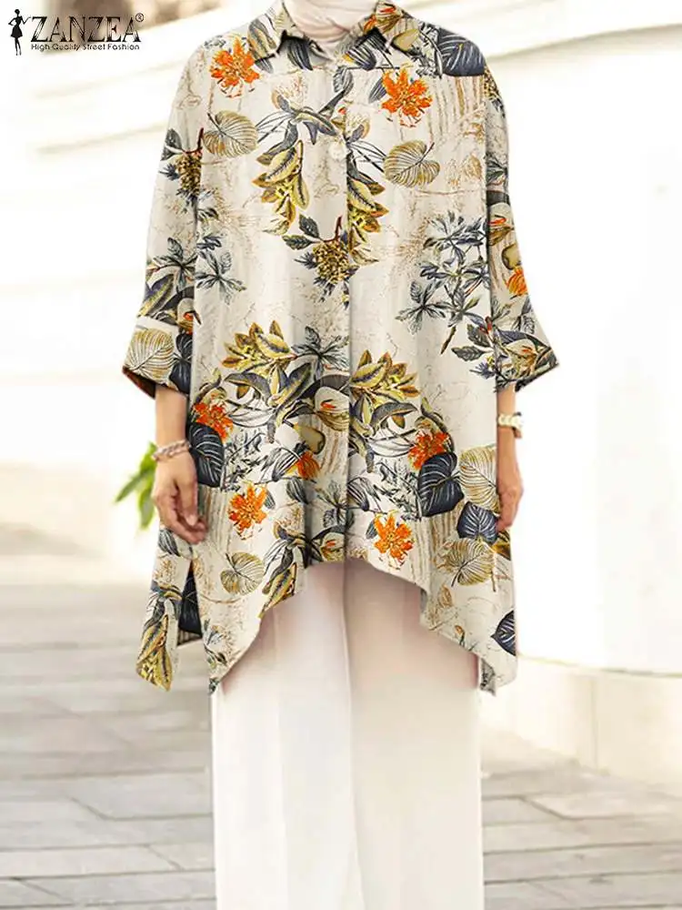 Women Muslim Blouses ZANZEA 2022 Elegant Printed Tops Casual Long Sleeve Asymmetrical Tops Female Marocain Turkish Floral Tunic 
Women Muslim Blouses ZANZEA 2022 Elegant Printed Tops Casual Long Sleeve Asymmetrical Tops Female Marocain Turkish Floral Tunic