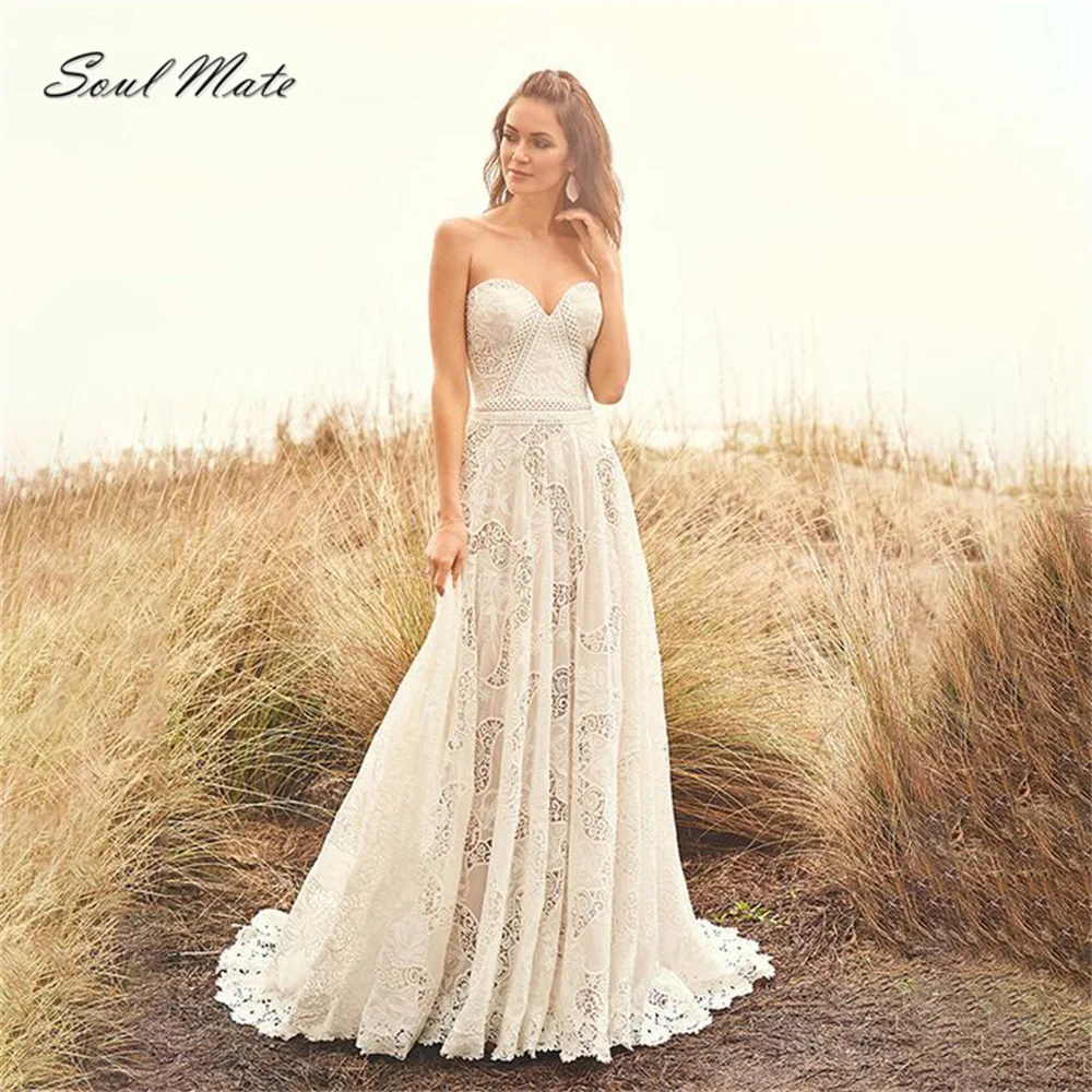 Sexy Strapless A Line Wedding Dress for Women Sweetheart Backless Bridal Gown Lace Appliques White Bridal Dress Robe De Mariée
Sexy Strapless A Line Wedding Dress for Women Sweetheart Backless Bridal Gown Lace Appliques White Bridal Dress Robe De Mariée