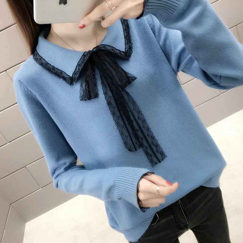 Korean Spring Fashion Lace Splicing Knitted Sweater Women Loose Short Student Tops 6 Color Long Sleeve Knitting Pullover Female
Korean Spring Fashion Lace Splicing Knitted Sweater Women Loose Short Student Tops 6 Color Long Sleeve Knitting Pullover Female