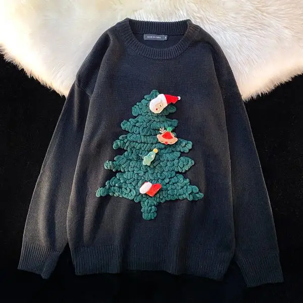 Christmas Tree Decoration Women sweater Crewneck Long Sleeve Loose Embroidery y2K Winter knitted pullover patchwork Santa
Christmas Tree Decoration Women sweater Crewneck Long Sleeve Loose Embroidery y2K Winter knitted pullover patchwork Santa