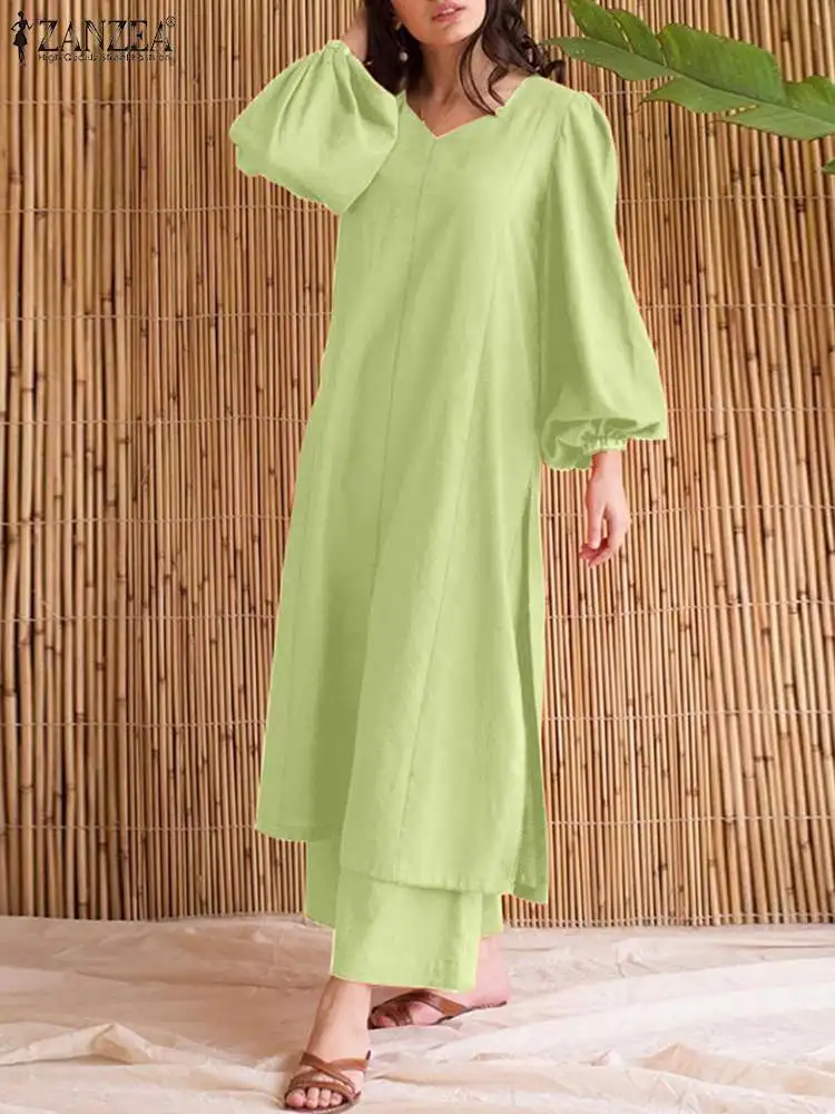 ZANZEA Holiday Wide Leg Trouser 2pcs Outfits Solid Casual Loose Pant Sets Puff Sleeve Side Slit Long Blouse 2023 Spring Pantsuit
ZANZEA Holiday Wide Leg Trouser 2pcs Outfits Solid Casual Loose Pant Sets Puff Sleeve Side Slit Long Blouse 2023 Spring Pantsuit