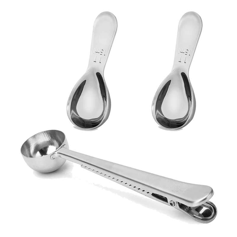 3 Pcs Coffee Scoop,Stainless Steel Short Handle Measuring Spoon with 2 in 1 Long Handle Spoon Clip for Coffee Tea Sugar
3 Pcs Coffee Scoop,Stainless Steel Short Handle Measuring Spoon with 2 in 1 Long Handle Spoon Clip for Coffee Tea Sugar