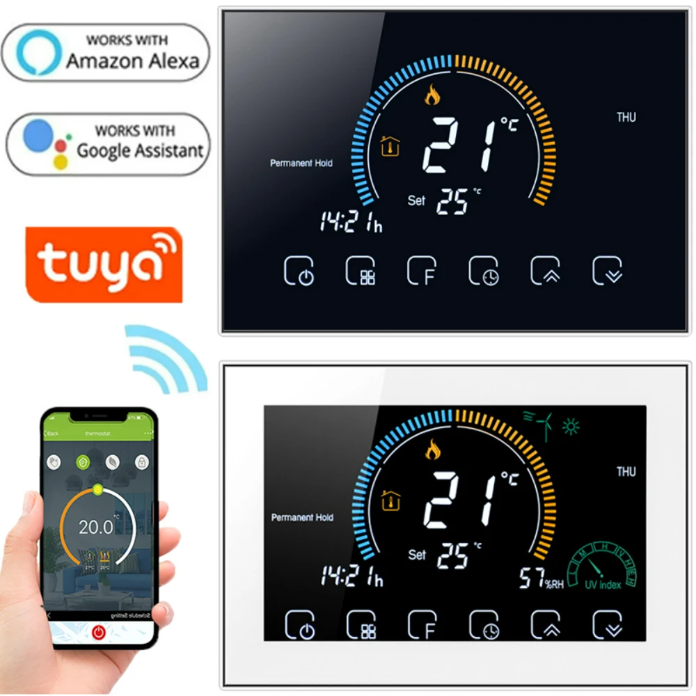 95~240V Alexa Google Home Smart Intelligent WiFi Thermostat Room Electric Water Gas Boiler Floor Heating Temperature Controller
95~240V Alexa Google Home Smart Intelligent WiFi Thermostat Room Electric Water Gas Boiler Floor Heating Temperature Controller