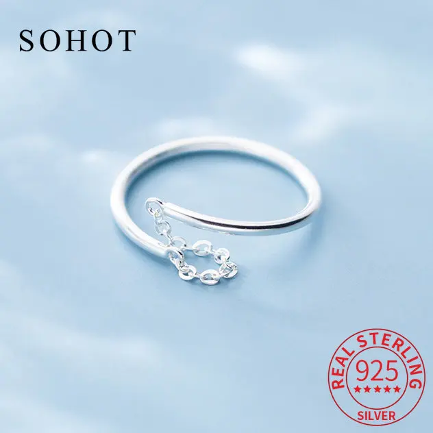 Real 925 Sterling Silver Chain Adjustable Ring For Fashion Women Fine Jewelry Minimalist Bijoux
Real 925 Sterling Silver Chain Adjustable Ring For Fashion Women Fine Jewelry Minimalist Bijoux