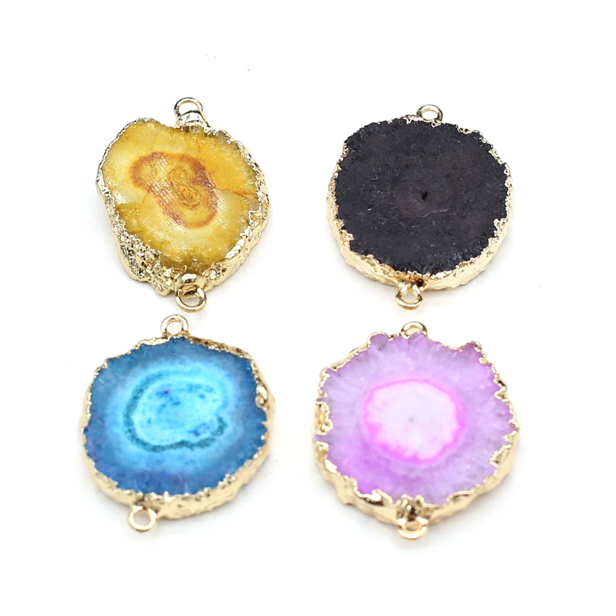 Natural Stone Pendant Connectors Round Shape Golden Edge Geode Agate Stone Charms for Jewelry Making Necklace Bracelet Earrings
Natural Stone Pendant Connectors Round Shape Golden Edge Geode Agate Stone Charms for Jewelry Making Necklace Bracelet Earrings