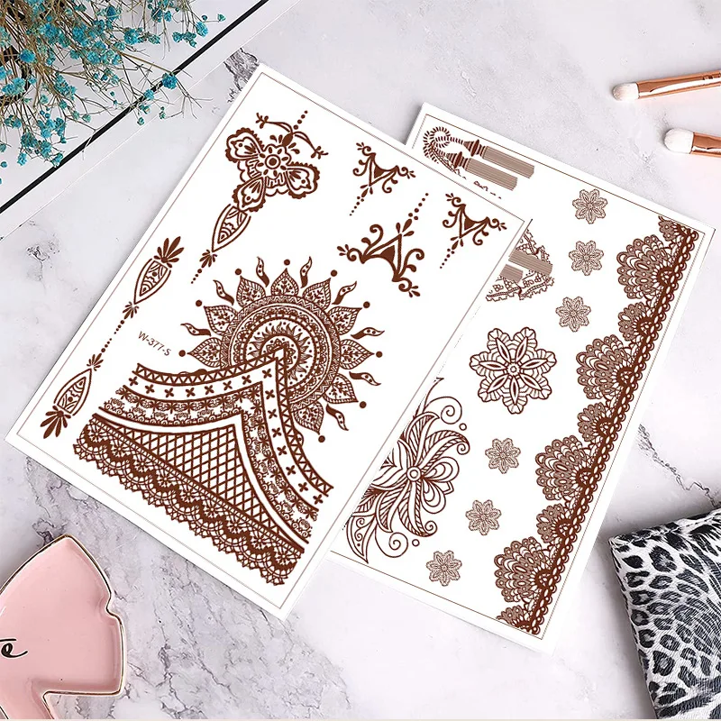 Festival Stickers Paper Lace Half Handmade Semi Mechanical Red Brown Lace Tattoo Temporary Tattoos Art Top Fashion 208*148mm
Festival Stickers Paper Lace Half Handmade Semi Mechanical Red Brown Lace Tattoo Temporary Tattoos Art Top Fashion 208*148mm