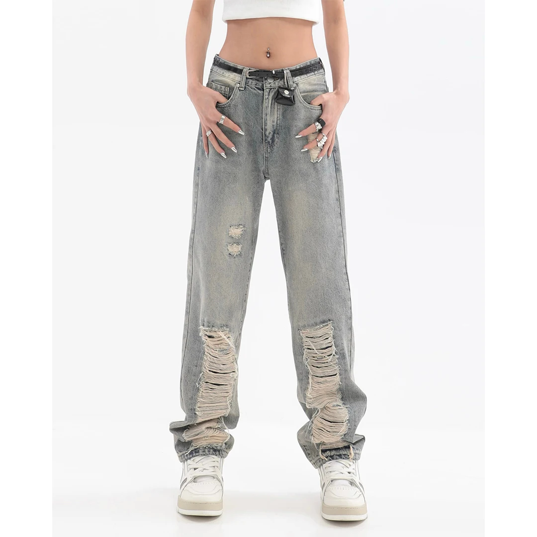 Womens Loose Fit Jeans 2022 Ripped Hole For Women High Waist Blue Wash Casual Cotton Denim Trousers Summer Baggy Jean Pants
Womens Loose Fit Jeans 2022 Ripped Hole For Women High Waist Blue Wash Casual Cotton Denim Trousers Summer Baggy Jean Pants