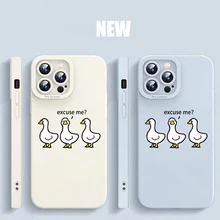 Phone Case For iPhone 11 12 13 14 15 Pro Max Mini XS XR X 8 7 14 15 Plus Cases Cute Cartoon Duck Soft Silicone Back Cover