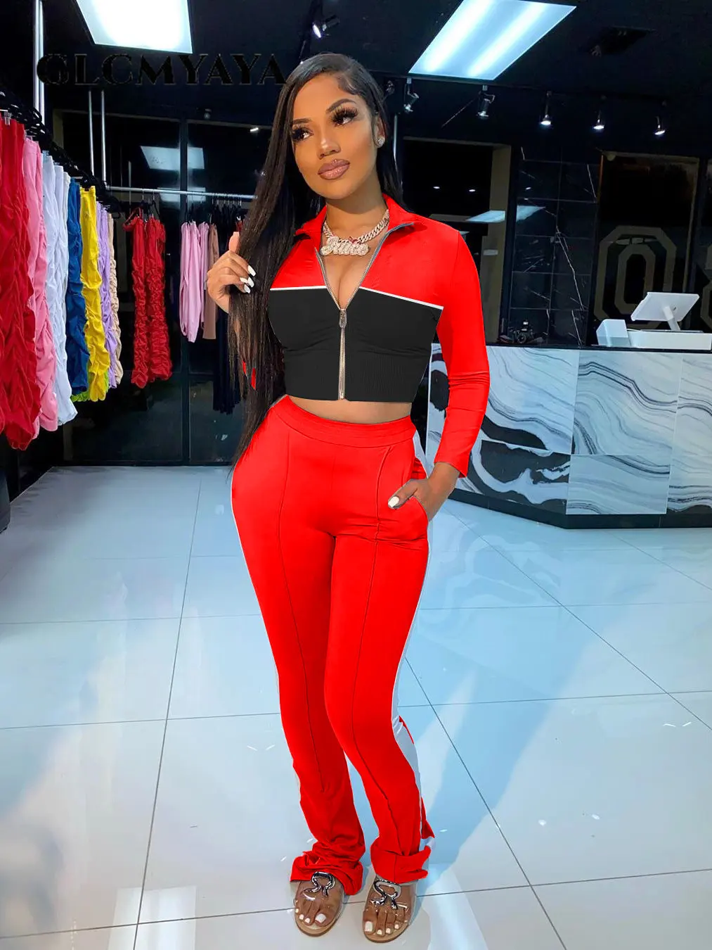 GLCMYAYA 2023 Patchwork Sweatsuit Women Zipper Track Jacket + Flare Pants Suit Active Tracksuit Two 2 Piece Set Fitness Outfits
GLCMYAYA 2023 Patchwork Sweatsuit Women Zipper Track Jacket + Flare Pants Suit Active Tracksuit Two 2 Piece Set Fitness Outfits