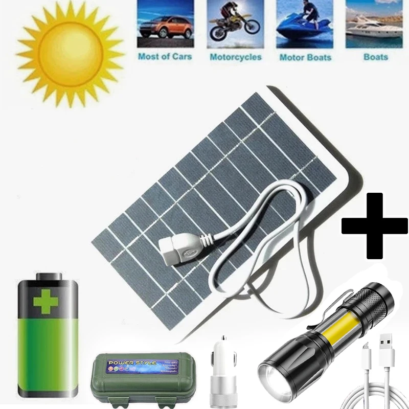 High Power LED Flashlight Solar Panel Kit Travel Light for Camping Lantern Led Lamp Battery Solar Charger Set Camping Hiking
High Power LED Flashlight Solar Panel Kit Travel Light for Camping Lantern Led Lamp Battery Solar Charger Set Camping Hiking