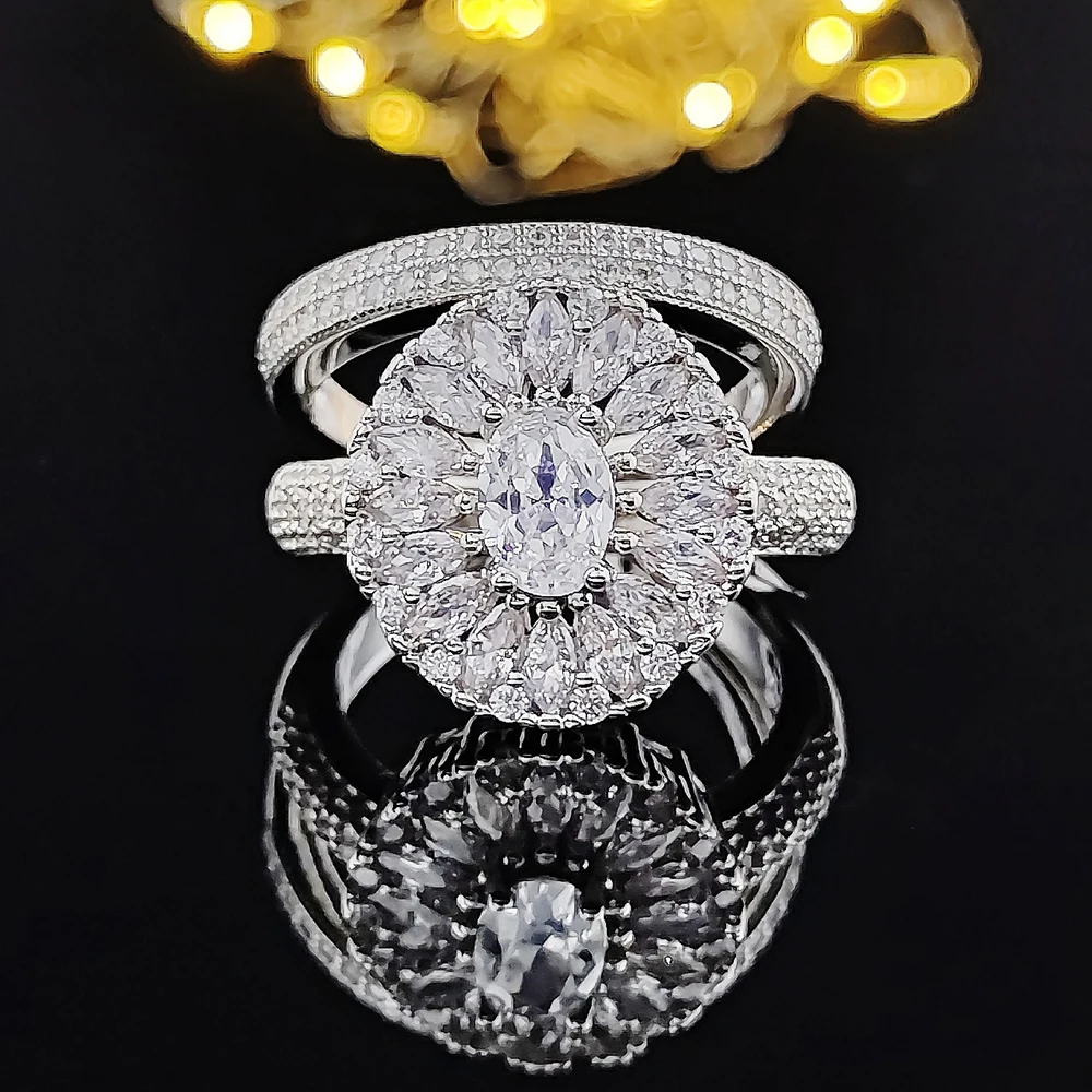 2022 new luxury halo silver color bride wedding ring set for women lady anniversary gift jewelry drop shipping R5170
2022 new luxury halo silver color bride wedding ring set for women lady anniversary gift jewelry drop shipping R5170
