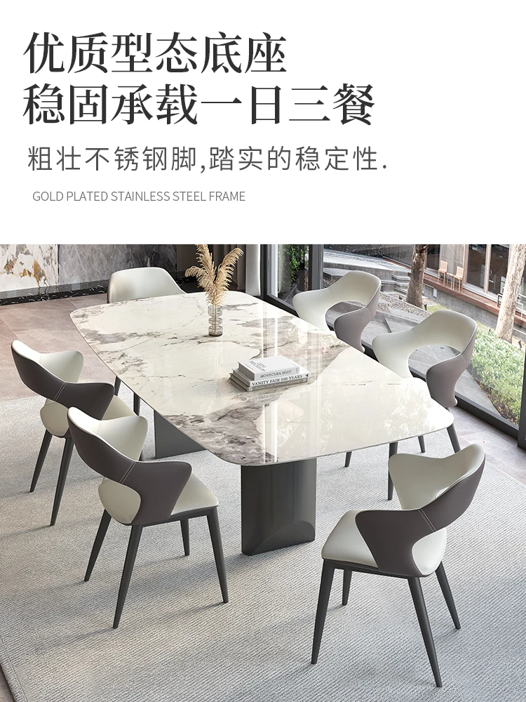 Imported luxury stone plate dining table Pandora Italian luxury high-end designer modern simple marble dining tables and chairs
Imported luxury stone plate dining table Pandora Italian luxury high-end designer modern simple marble dining tables and chairs