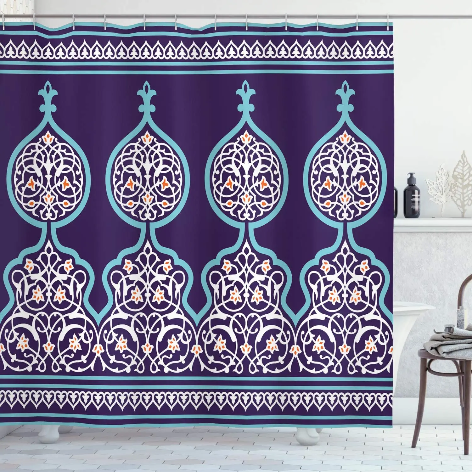 Moroccan Shower Curtain, Bohemian Style Middle Eastern Turkish Mystical Image Print, Cloth Fabric Bathroom Decor Set w
Moroccan Shower Curtain, Bohemian Style Middle Eastern Turkish Mystical Image Print, Cloth Fabric Bathroom Decor Set w