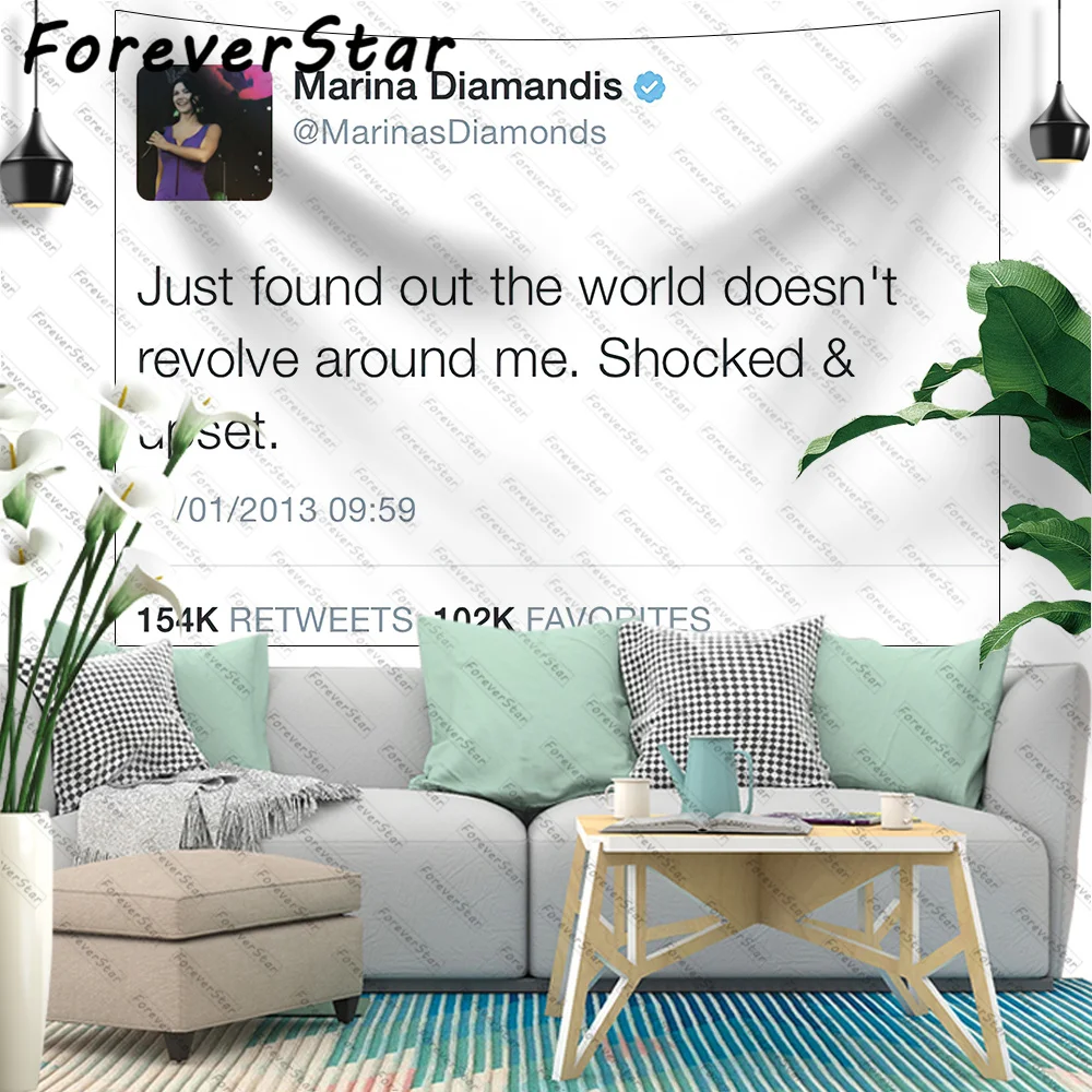ForeverSrar Corrivi Tapestry Marina And The Diamonds Tweet Tapestry Wall Tapestrys Novelty Tapestry Wall Hanging Art Decor Print
ForeverSrar Corrivi Tapestry Marina And The Diamonds Tweet Tapestry Wall Tapestrys Novelty Tapestry Wall Hanging Art Decor Print