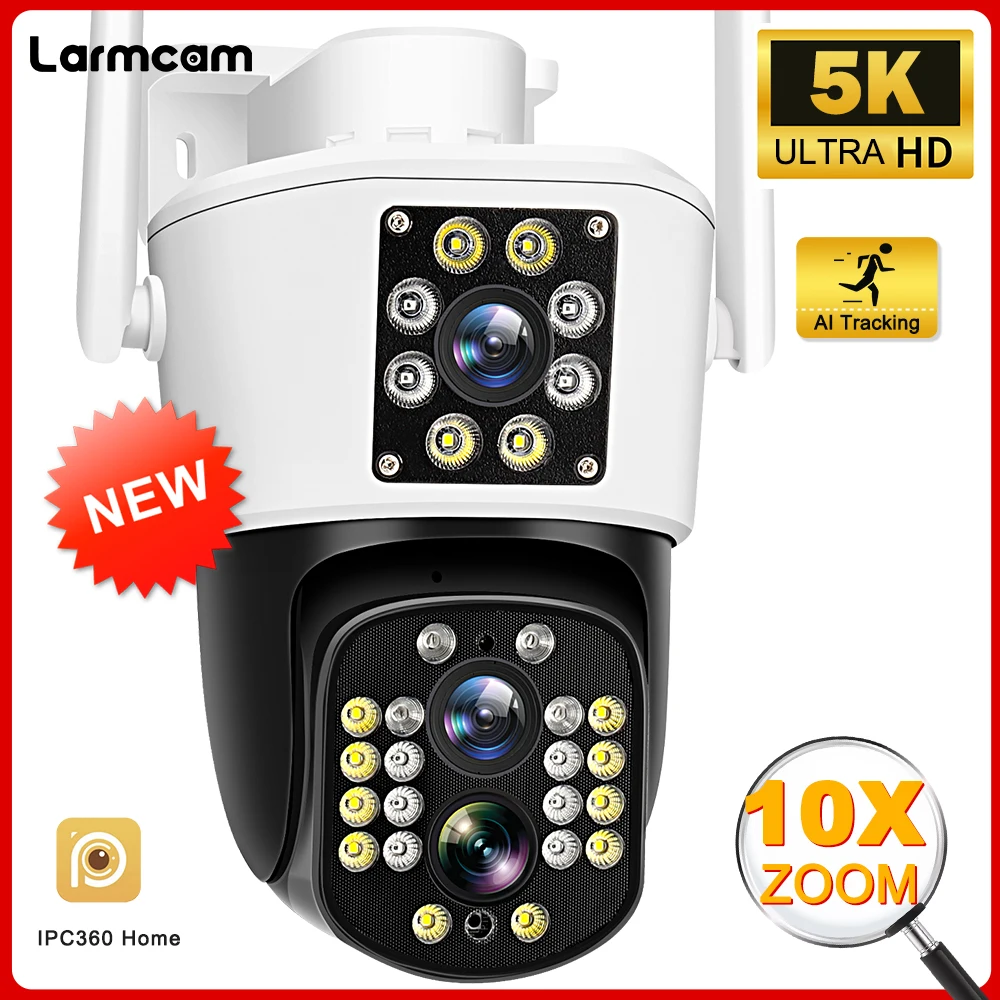 5K HD WiFi IP Security Camera Outdoor 10X Hybrid Zoom Three Lens Dual Screen PTZ Surveillance Cam Ai Tracking Mini Video CCTV
5K HD WiFi IP Security Camera Outdoor 10X Hybrid Zoom Three Lens Dual Screen PTZ Surveillance Cam Ai Tracking Mini Video CCTV