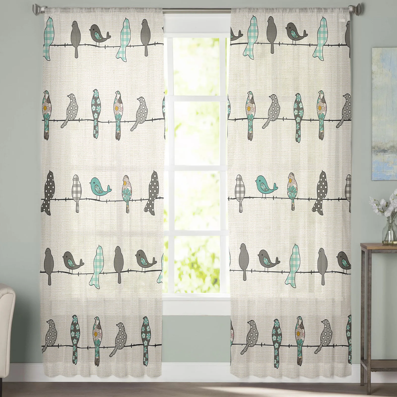 Bird Plaid Flower Teal Grey Tulle Curtains For Living Room Bedroom Decoration Luxury Voile Valance Sheer Curtains For Kitchen
Bird Plaid Flower Teal Grey Tulle Curtains For Living Room Bedroom Decoration Luxury Voile Valance Sheer Curtains For Kitchen