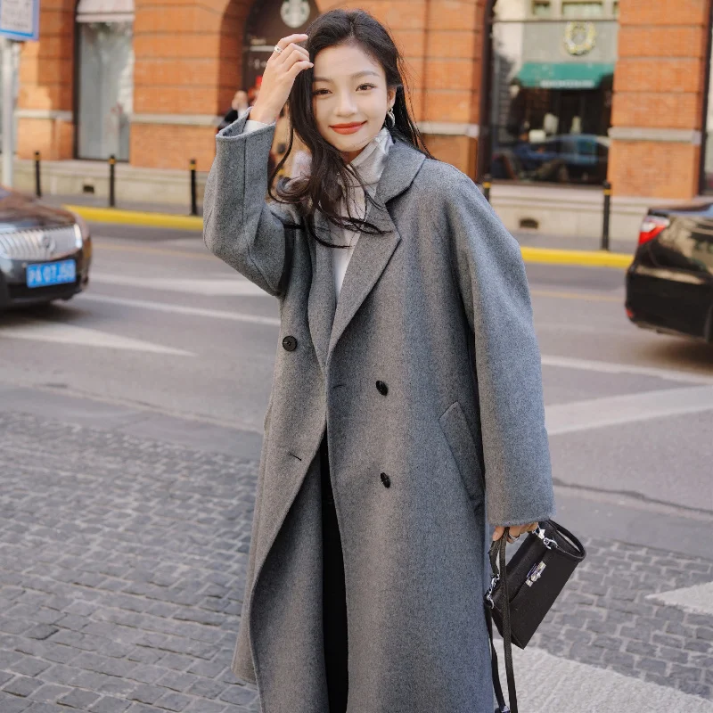 Wool Coat Women Autumn Winter Gray Double-sided Cashmere Coats Korean Ladies Trench Coat Jackets Fashion Female Woolen Coat Lq
Wool Coat Women Autumn Winter Gray Double-sided Cashmere Coats Korean Ladies Trench Coat Jackets Fashion Female Woolen Coat Lq