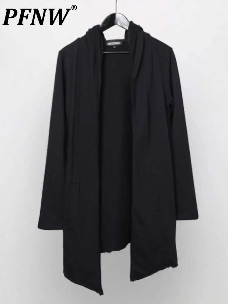 PFNW Темный стиль Готический Черный тонкий кардиган с капюшоном Осень тренд черная Свободная Толстовка пальто Мужская темная одежда 
PFNW Темный стиль Готический Черный тонкий кардиган с капюшоном Осень тренд черная Свободная Толстовка пальто Мужская темная одежда